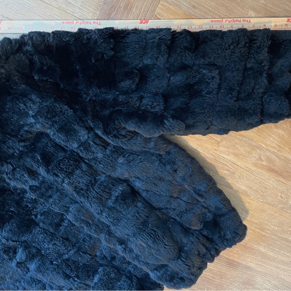 Mens Solid Black Real Fur Jacket Real Rex Rabbit Fur Outwear Chinchilla Coat 4XL - Picture 5 of 16